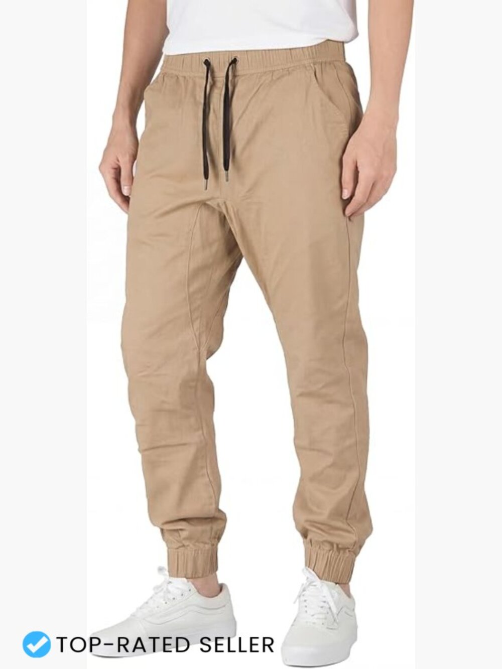 Men's Twill Stretch Casual Joggers with Pockets Slim Fit Comfort Pants